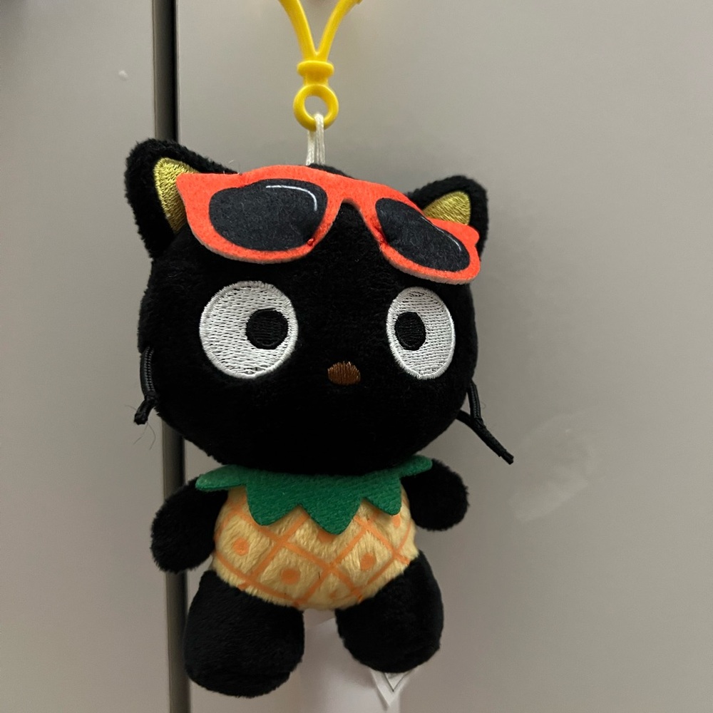 NEW Chococat Hawaii Plush Toy Keychain with Red Sunglasses
